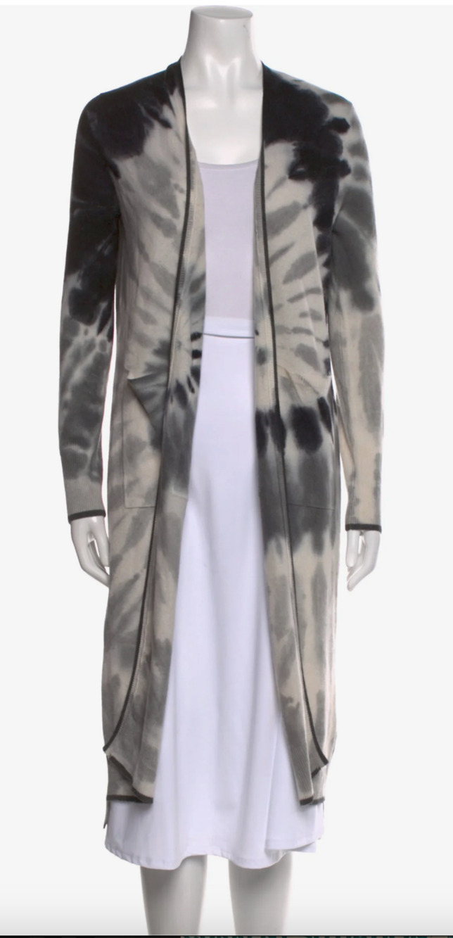 Brodie Womens Tie Dye Black Cashmere Duster Sz M Preppy Boho Indie Grunge Chic